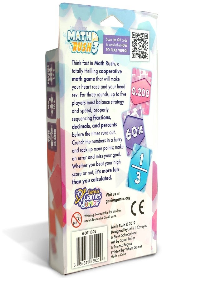 Genius Games لعبة Math Rush 3: الكسور والأعداد العشرية والنسب المئوية - لعبة بطاقات تعليمية رياضية تعاونية تعتمد على الوقت للأطفال والطلاب والعائلات | لعبة STEM ممتعة وجذابة لحصص الرياضيات أو ليلة ألعاب عائلية - Image 2